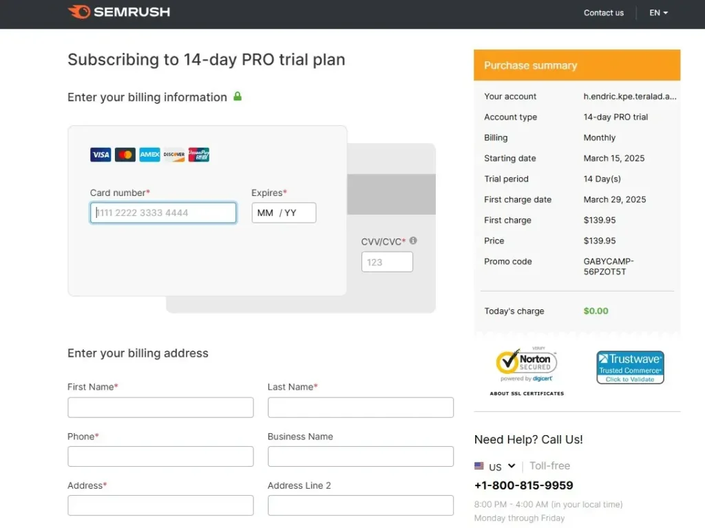 SEMrush Billing