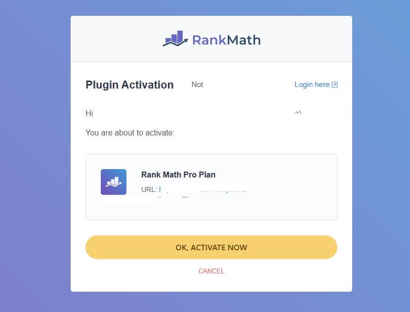 Rank Math Connecting process