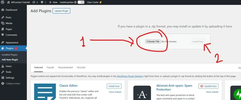 Choose the plugin